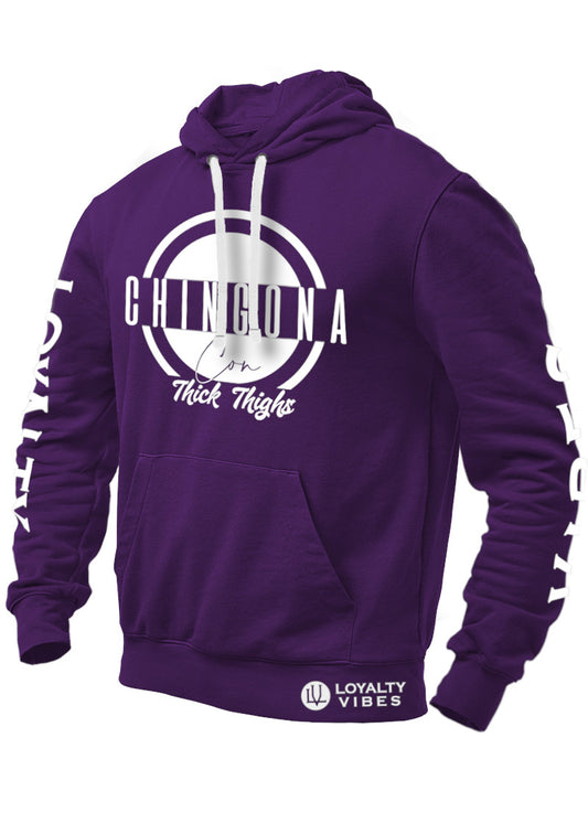 Chingona Con Thick Thighs Hoodie Purple - Loyalty Vibes