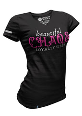 Beautiful Chaos V-Neck Tee - Black/Pink - Loyalty Vibes