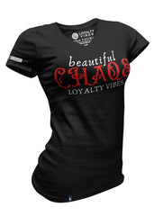 Beautiful Chaos V-Neck Tee - Black/Red - Loyalty Vibes