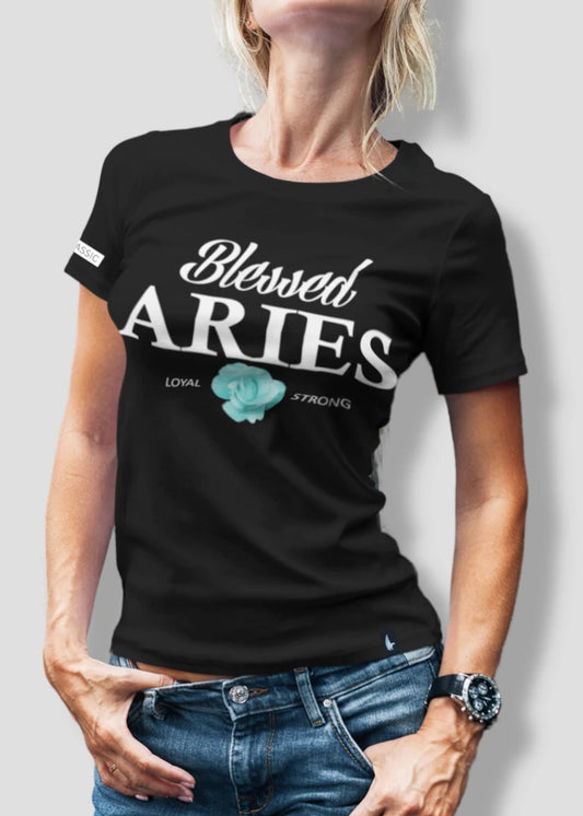 Blessed Aries Tee Black - Loyalty Vibes