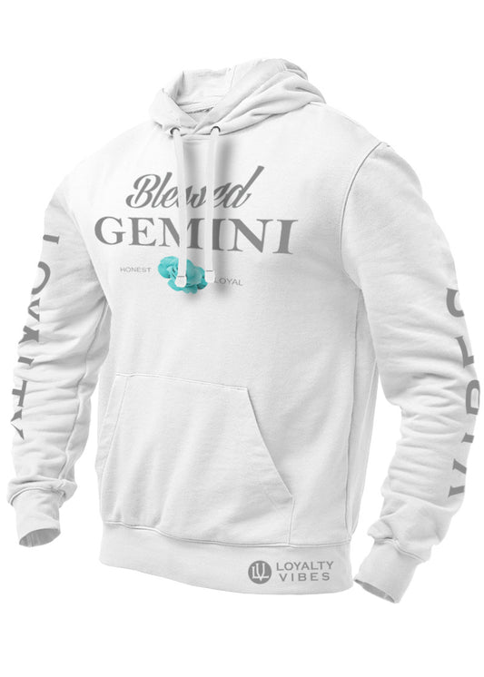 Loyalty Vibes Blessed Gemini Hoodie White Grey - Loyalty Vibes