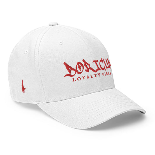 Loyalty Vibes Boricua Fitted Hat White Red Fitted - Loyalty Vibes