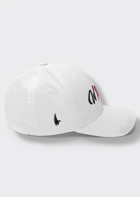 Breast Cancer Warrior Fitted Hat - White - Side - Loyalty Vibes