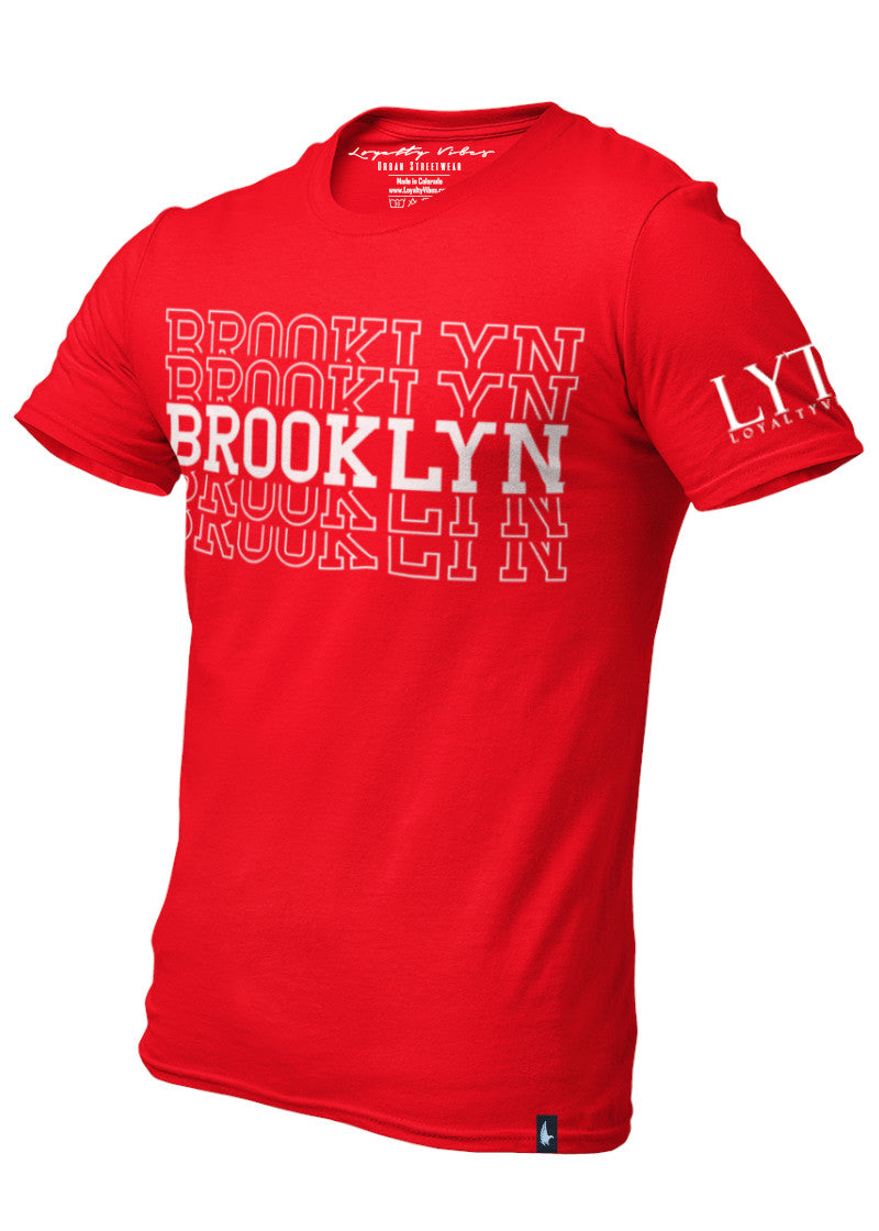Loyalty Vibes Brooklyn Central T-Shirt Red White Men's - Loyalty Vibes