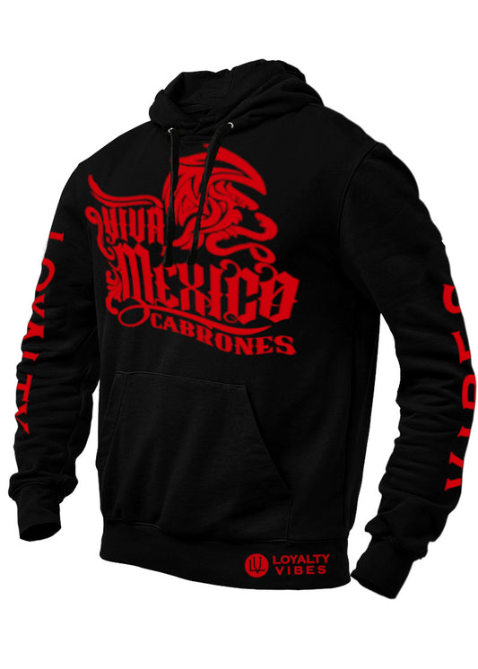 Loyalty Vibes Cabrones Hoodie Black Red Men's - Loyalty Vibes