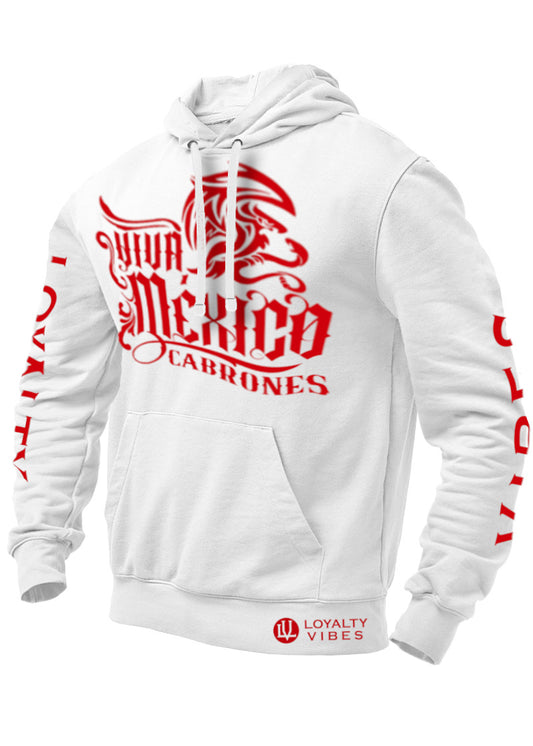 Loyalty Vibes Cabrones Hoodie White Red Men's - Loyalty Vibes