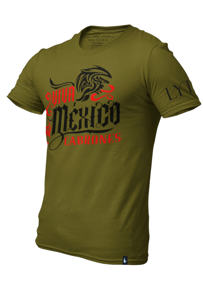 Cabrones T-Shirt Military Green Black Red - Loyalty Vibes