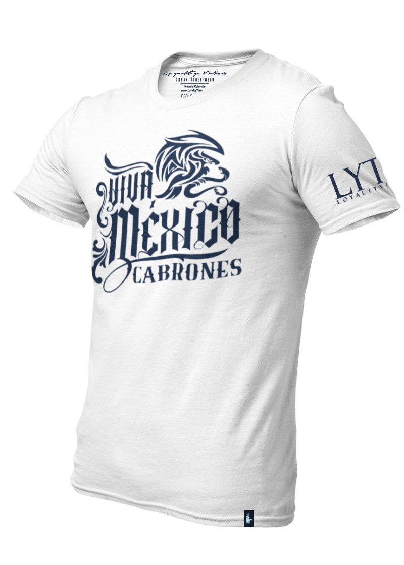 Cabrones T-Shirt White Navy Blue - Loyalty Vibes