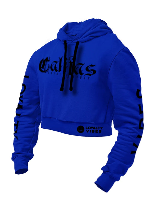 Loyalty Vibes Califas Cropped Hoodie Blue Black - Loyalty Vibes