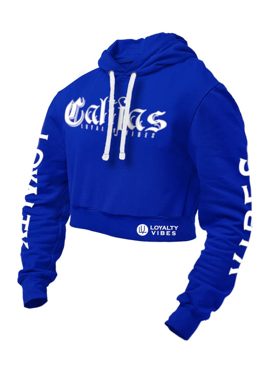 Loyalty Vibes Califas Cropped Hoodie Blue - Loyalty Vibes