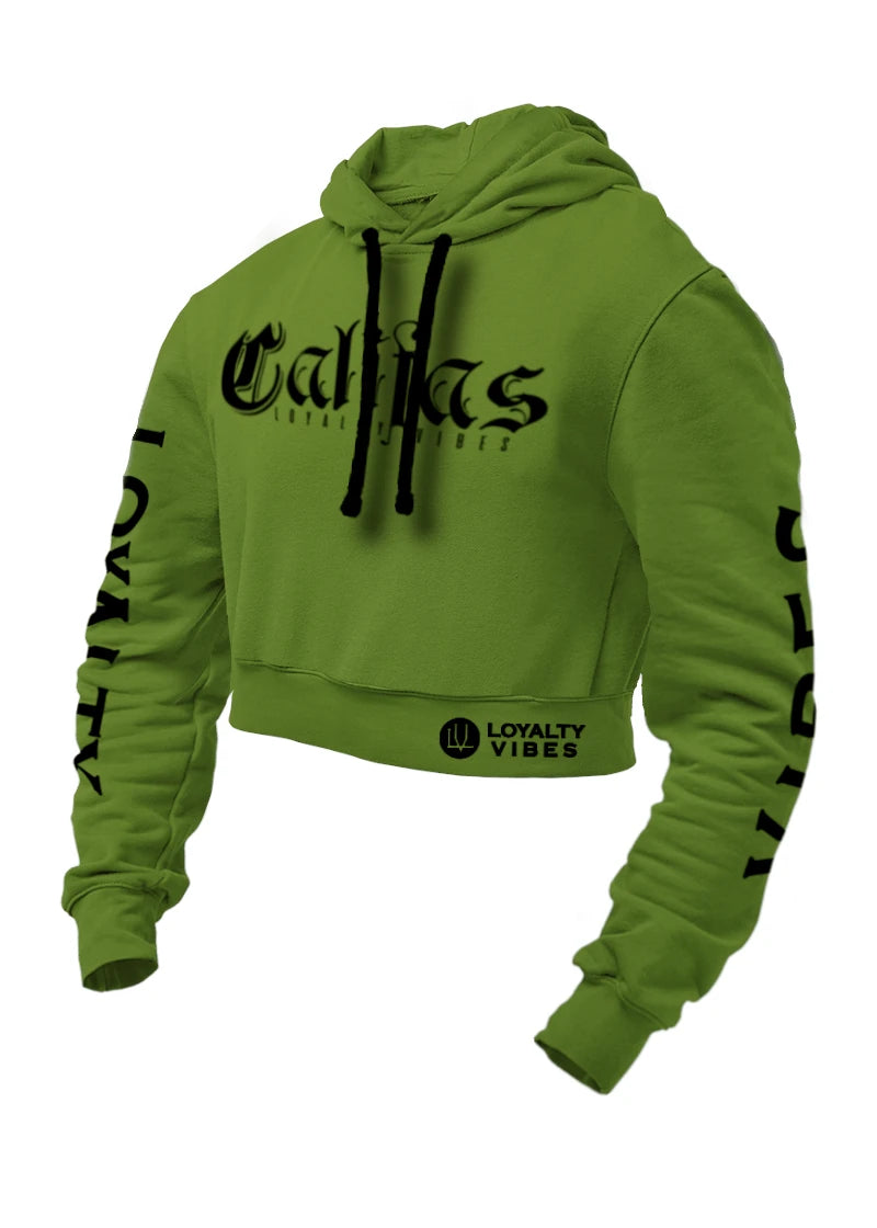 Califas Cropped Hoodie Camo Green/Black - Loyalty Vibes