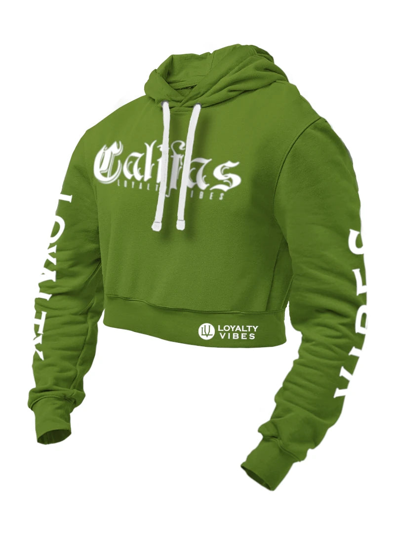 Califas Cropped Hoodie Camo Green - Loyalty Vibes