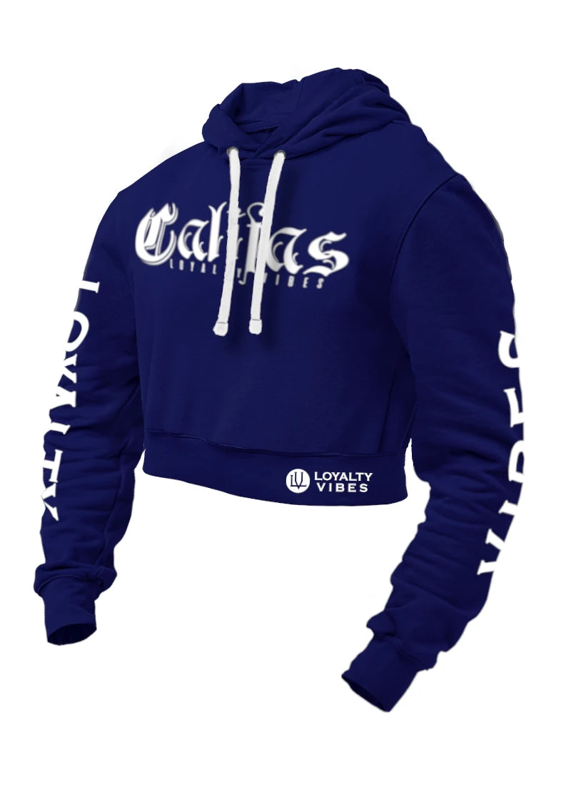 Califas Cropped Hoodie Navy Blue - Loyalty Vibes