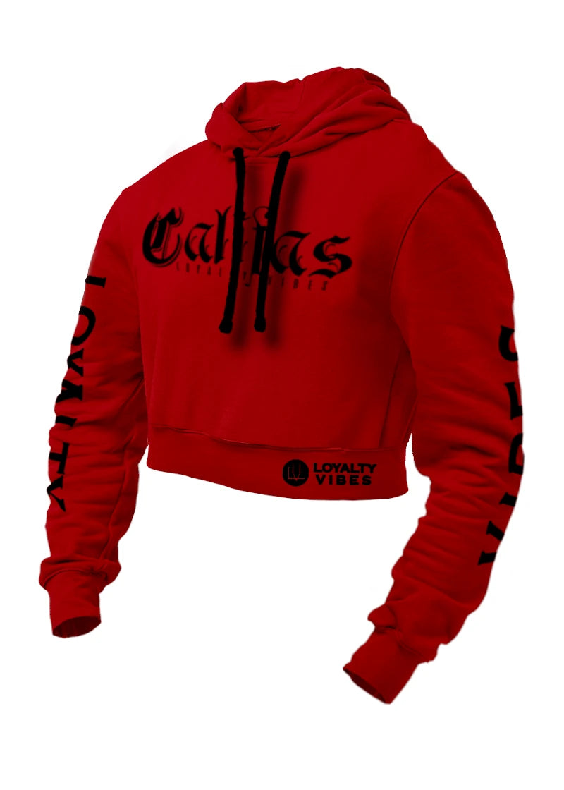 Califas Cropped Hoodie Red/Black - Loyalty Vibes