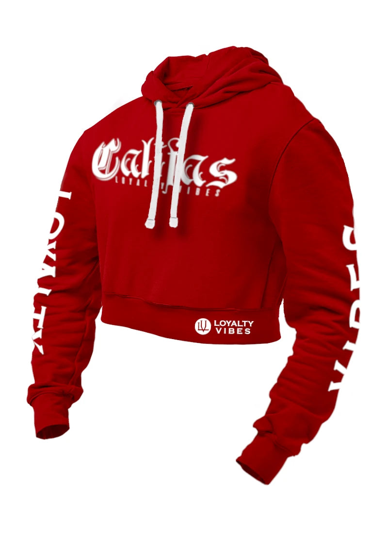 Califas Cropped Hoodie Red - Loyalty Vibes