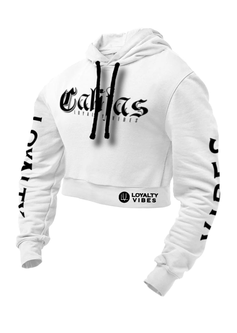 Califas Cropped Hoodie White - Loyalty Vibes