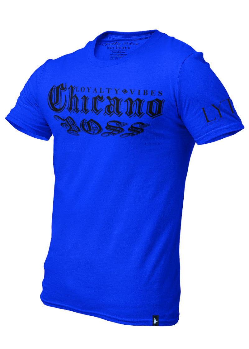 Chicano Boss Tee Blue Black Men's - Loyalty Vibes