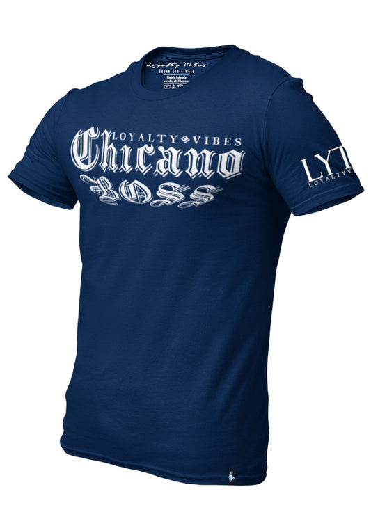 Chicano Boss Tee Navy Blue Men's - Loyalty Vibes