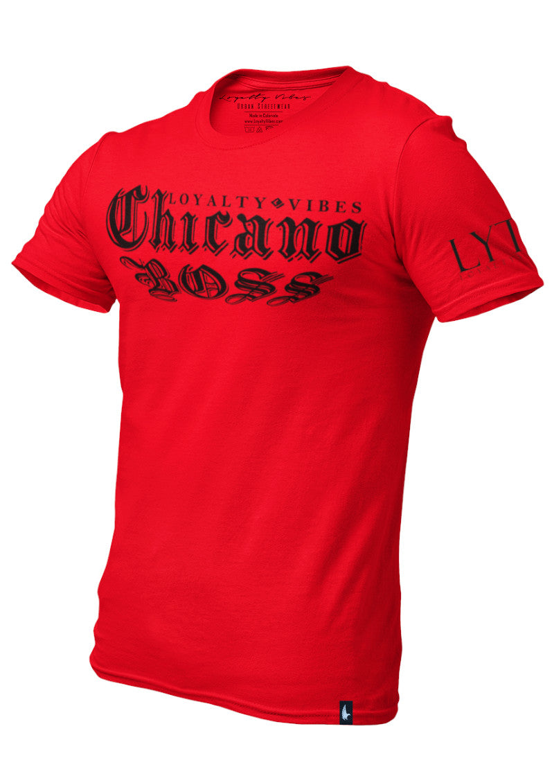 Chicano Boss Tee Red Black Men's - Loyalty Vibes