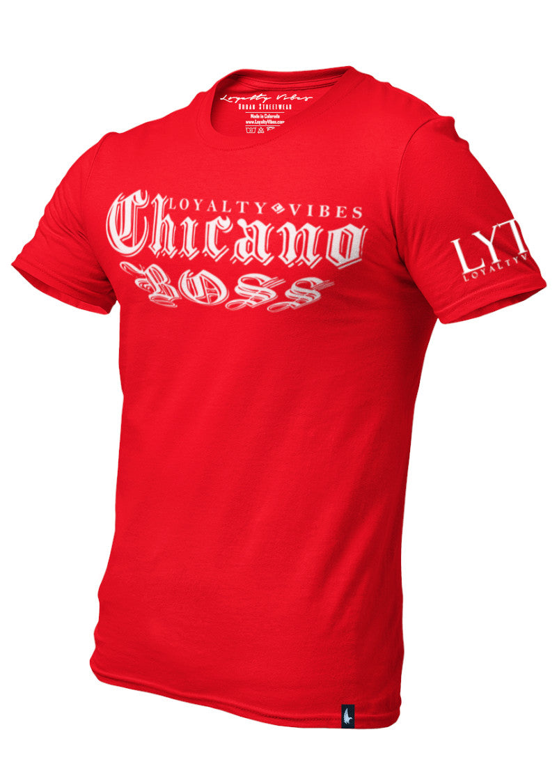 Chicano Boss Tee Red Men's - Loyalty Vibes