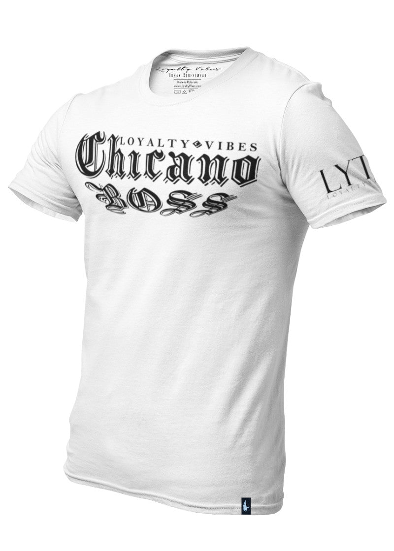 Chicano Boss Tee White Men's - Loyalty Vibes