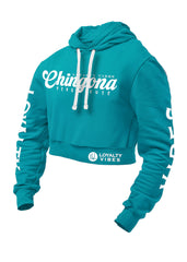 Loyalty Vibes Chingona Pero Cute Cropped Hoodie Urban Blue - Loyalty Vibes