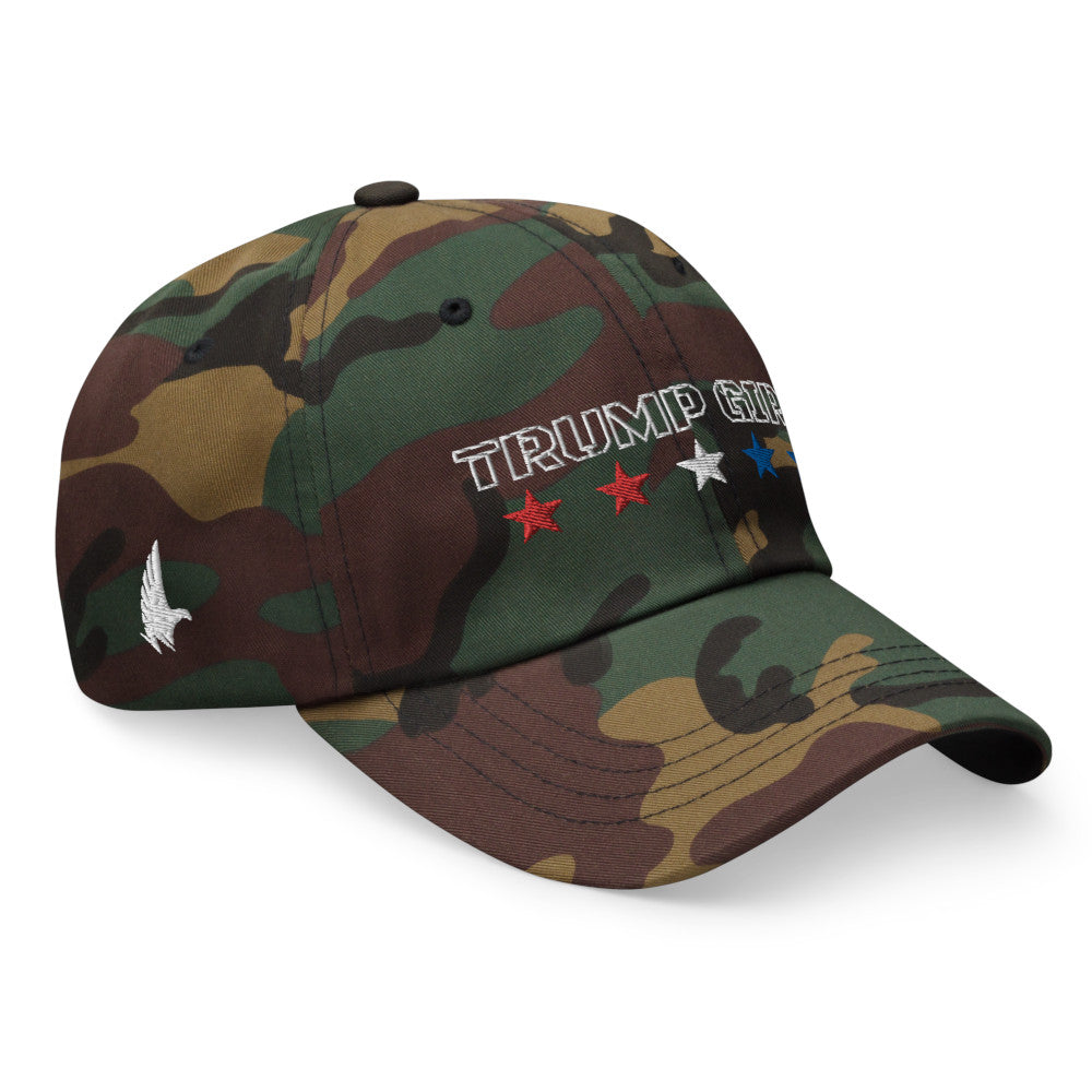 Loyalty Vibes Classic American Trump Girl Dad Hat Camo Green US Flag OS - Loyalty Vibes