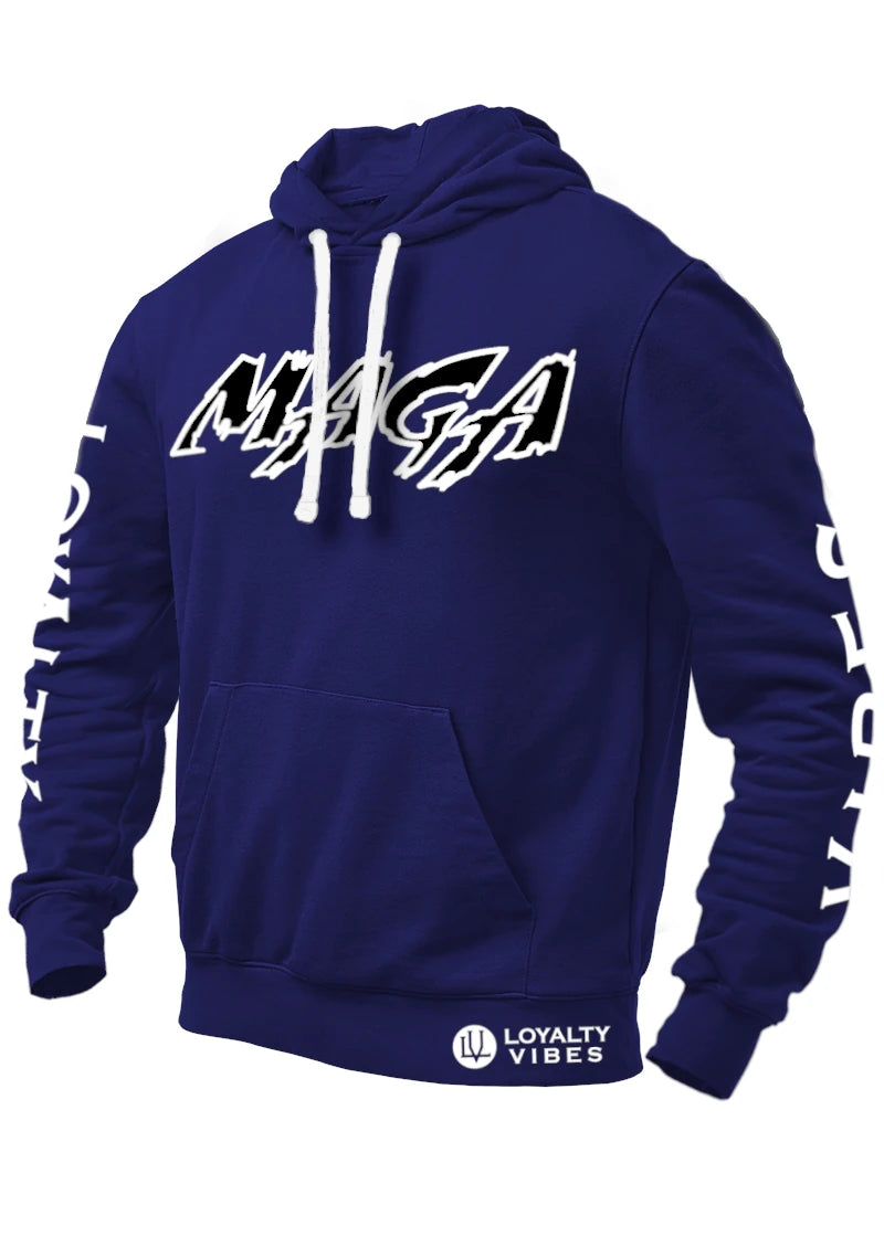 Classic Macho MAGA Hoodie 2.0 - Navy Blue/White/Black - Loyalty Vibes