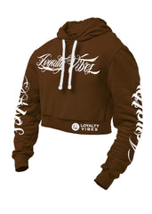 Loyalty Vibes Collective Cropped Hoodie Brown Women's - Loyalty Vibes