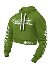 Loyalty Vibes Collective Cropped Hoodie Camo Green Women's - Loyalty Vibes