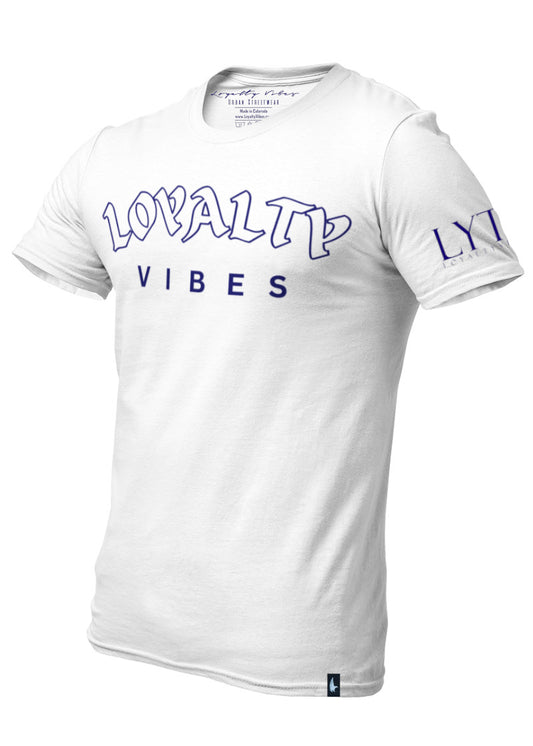 Loyalty Vibes Core Logo T-Shirt White Navy Blue Men's - Loyalty Vibes