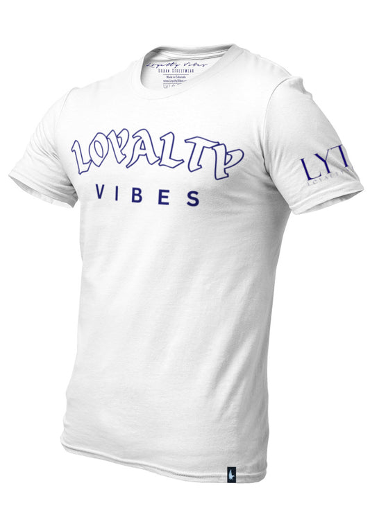 Core Logo T-Shirt White Navy Blue - Loyalty Vibes