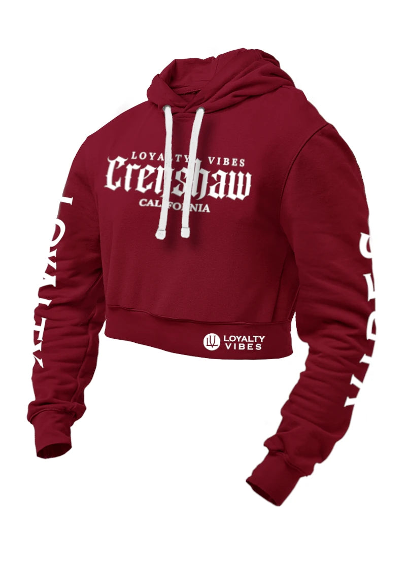 Crenshaw Cropped hoodie Maroon - Loyalty Vibes