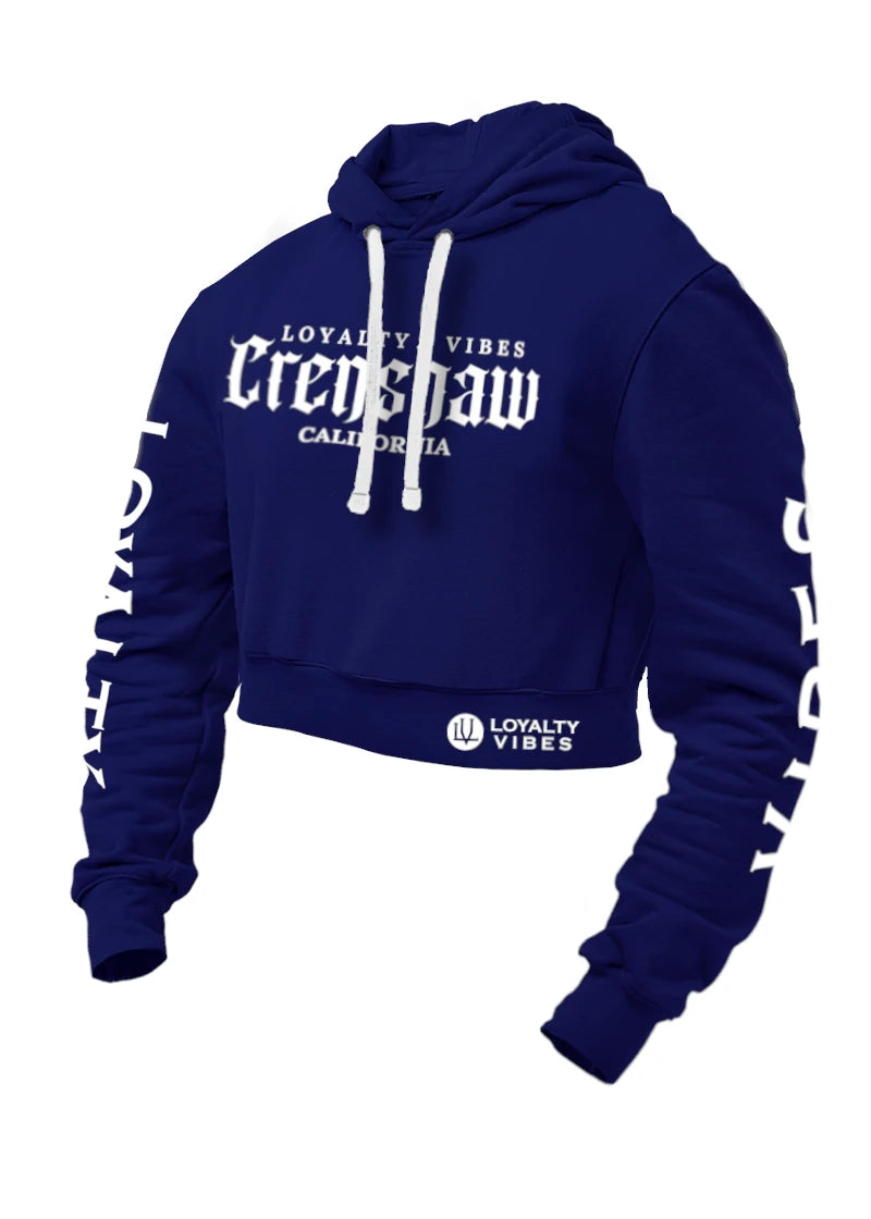 Crenshaw Cropped hoodie Navy Blue - Loyalty Vibes