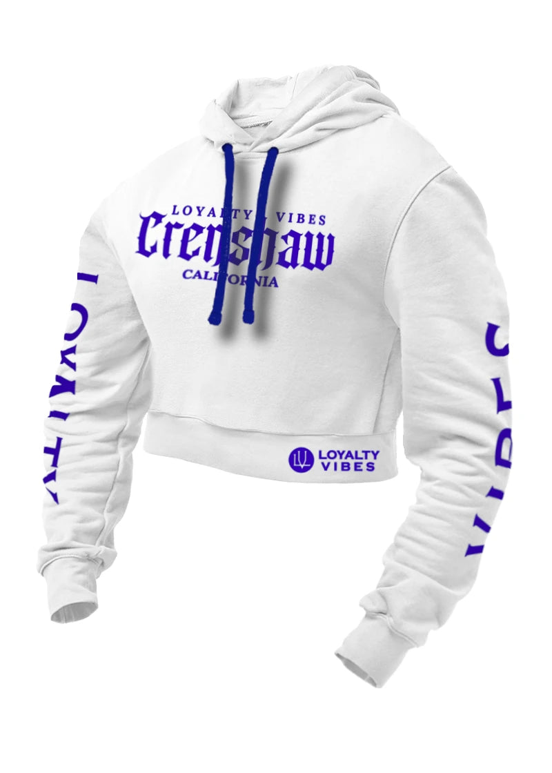 Crenshaw Cropped hoodie White/Blue - Loyalty Vibes