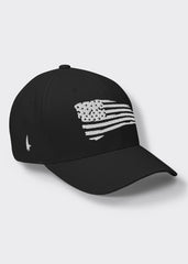 Distressed American Flag Fitted Hat - Black - Loyalty Vibes