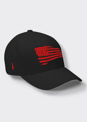 Distressed American Flag Fitted Hat - Black/Red - Loyalty Vibes