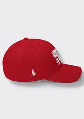 Distressed American Flag Fitted Hat - Red/White - Sideview - Loyalty Vibes