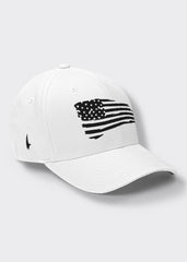 Distressed American Flag Fitted Hat - White/Black - Loyalty Vibes