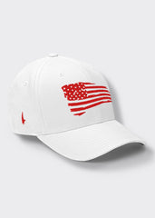 Distressed American Flag Fitted Hat - White/Red - Loyalty Vibes