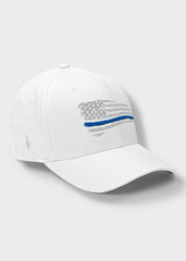 Distressed Blue Line American Flag Fitted Hat - Whiteout - Loyalty Vibes