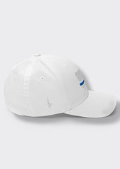 Distressed Blue Line American Flag Fitted Hat - Whiteout -  Sideview - Loyalty Vibes