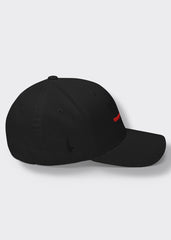 Distressed Red Line American Flag Fitted Hat - Blackout - Sideview - Loyalty Vibes