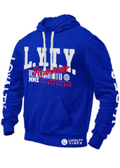 District Logo Graphic Hoodie Blue - Loyalty Vibes