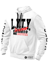 District Logo Graphic Hoodie White - Loyalty Vibes