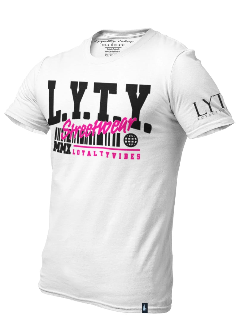 District Logo Graphic T-Shirt White Pink - Loyalty Vibes