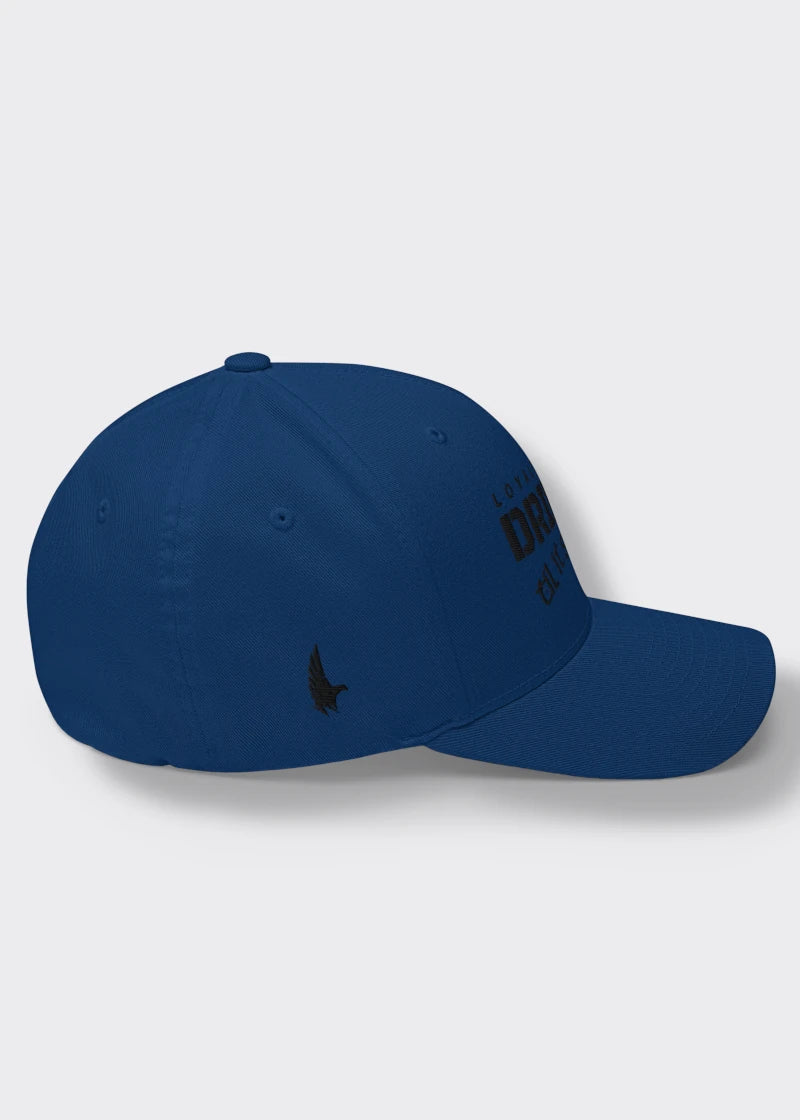 Drill It Til It Squirts Fitted Hat - Blue/Black - Side - Loyalty Vibes