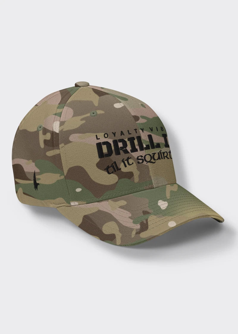 Drill It Til It Squirts Fitted Hat - Camo/Black - Loyalty Vibes