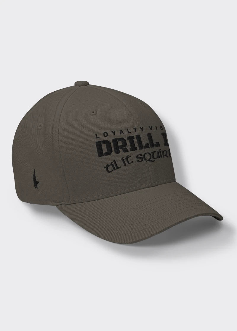 Drill It Til It Squirts Fitted Hat - Charcoal Grey/Black - Loyalty Vibes