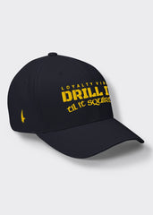 Drill It Til It Squirts Fitted Hat - Navy Blue/Gold - Loyalty Vibes